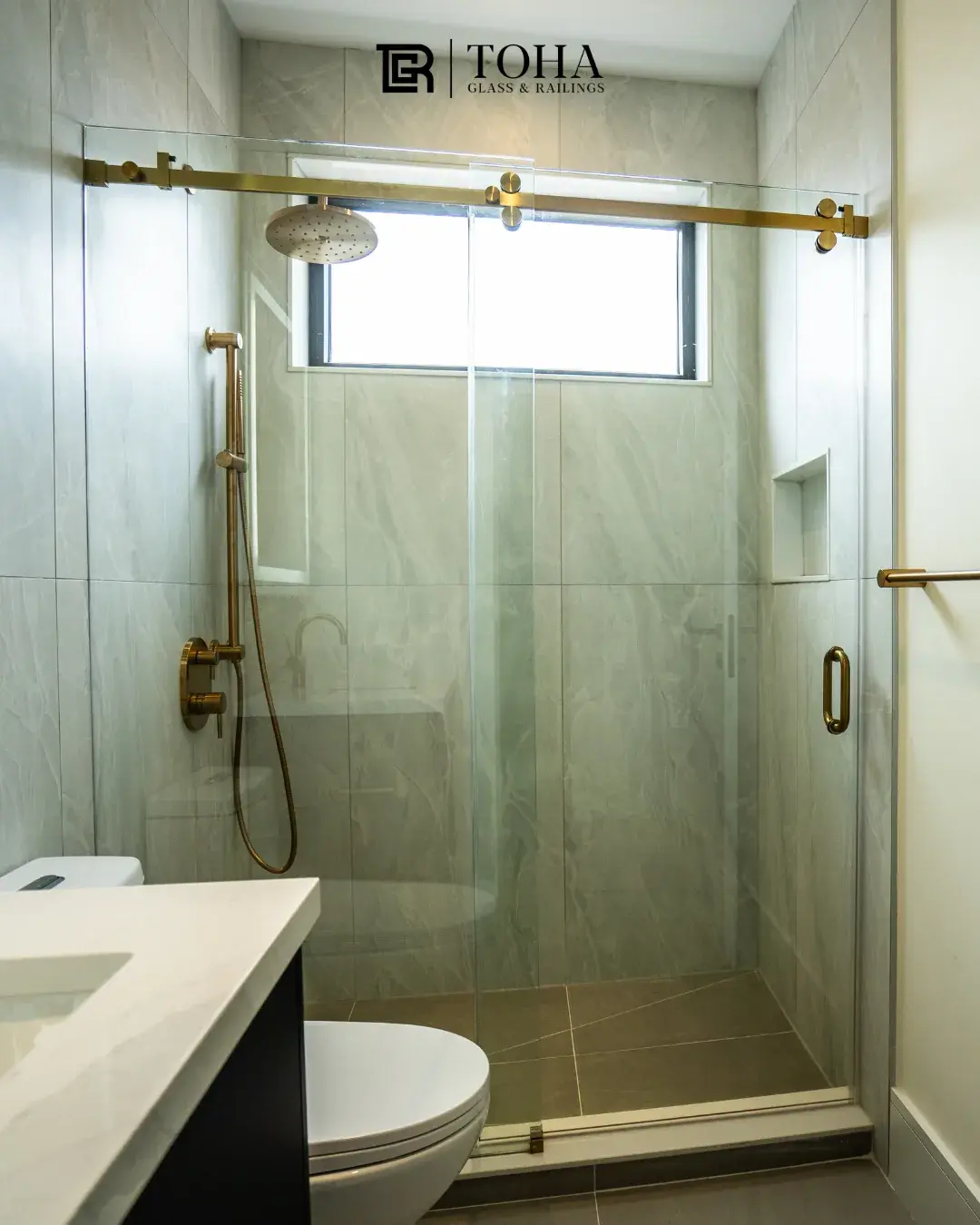 Brass-Trim Ensuite Shower