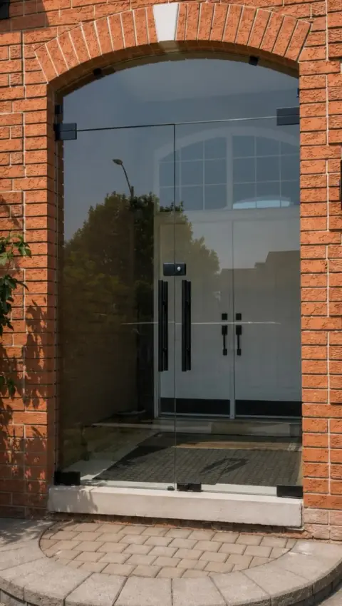 Arched glass entry door