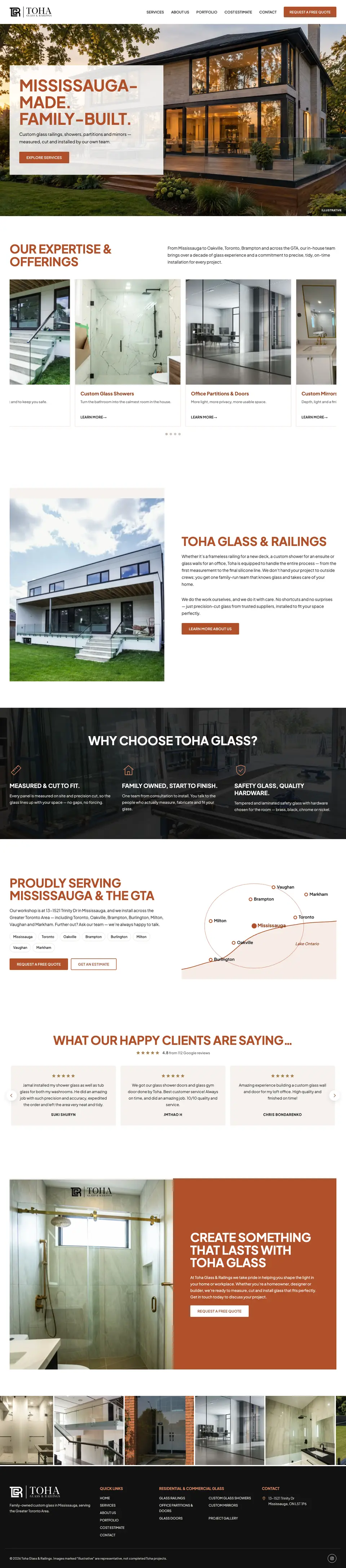 Scrolling preview of the Contractor home page
