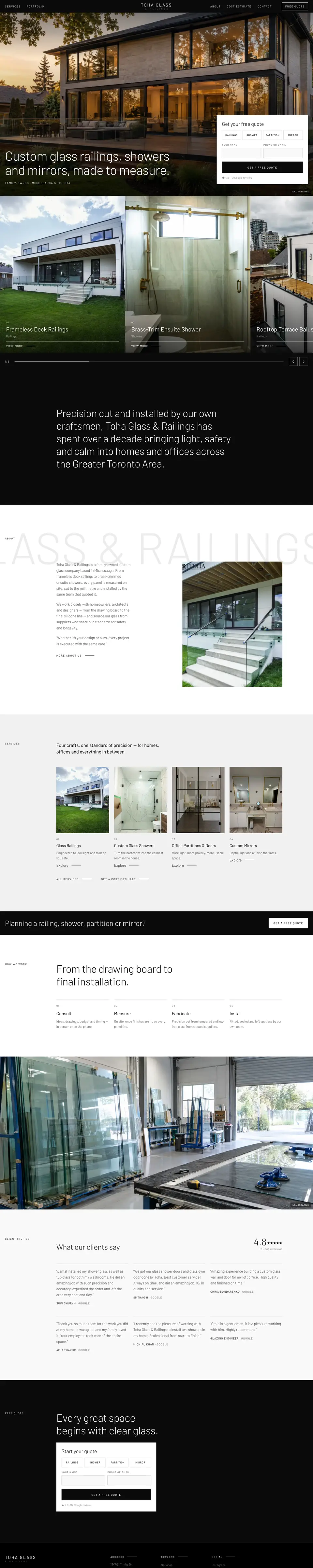 Scrolling preview of the Noir Quote home page