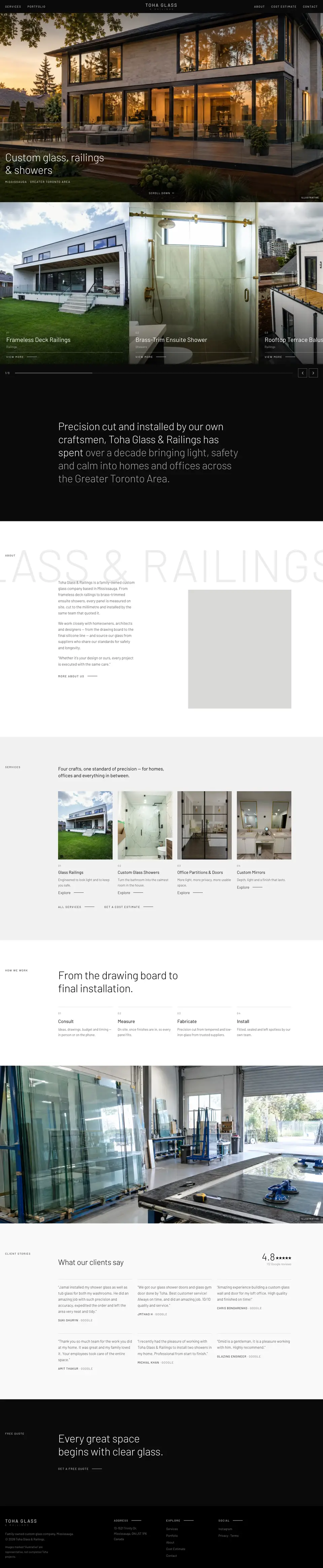Scrolling preview of the Noir home page