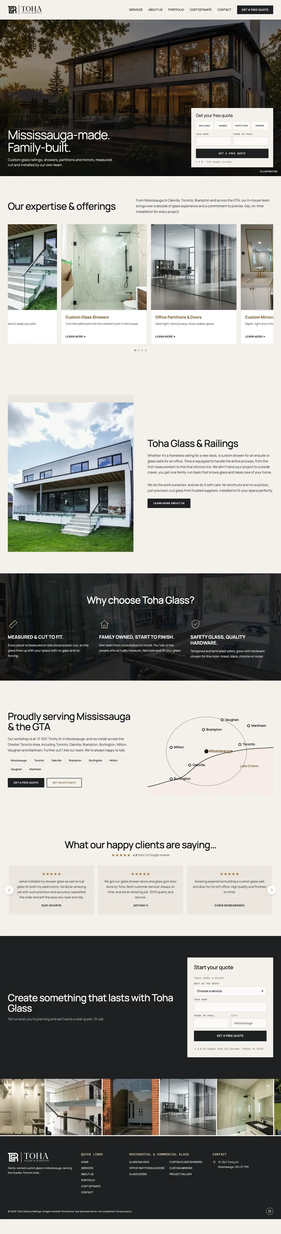 Scrolling preview of the Toha Classic home page